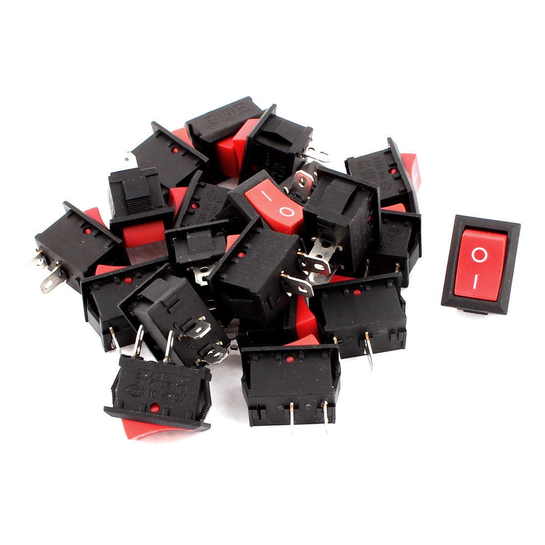 AC 250V 6A 125V 10A SPST on Off 2 Position 2pin Snap in Rocker Switch 20pcs