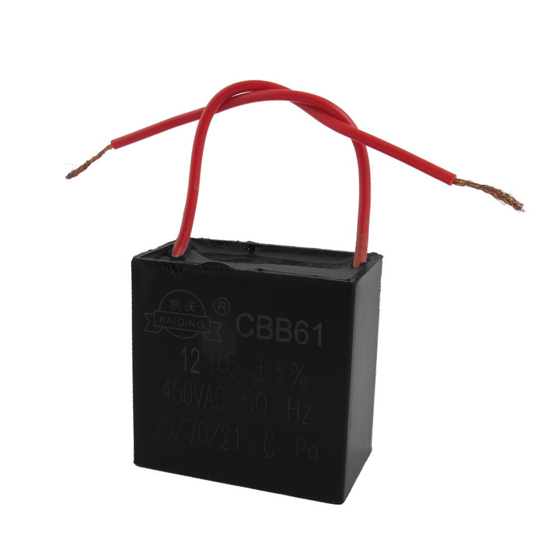 AC 450V 12uF Polypropylene Film 2 Wire Motor Start Running Capacitor Black CBB61