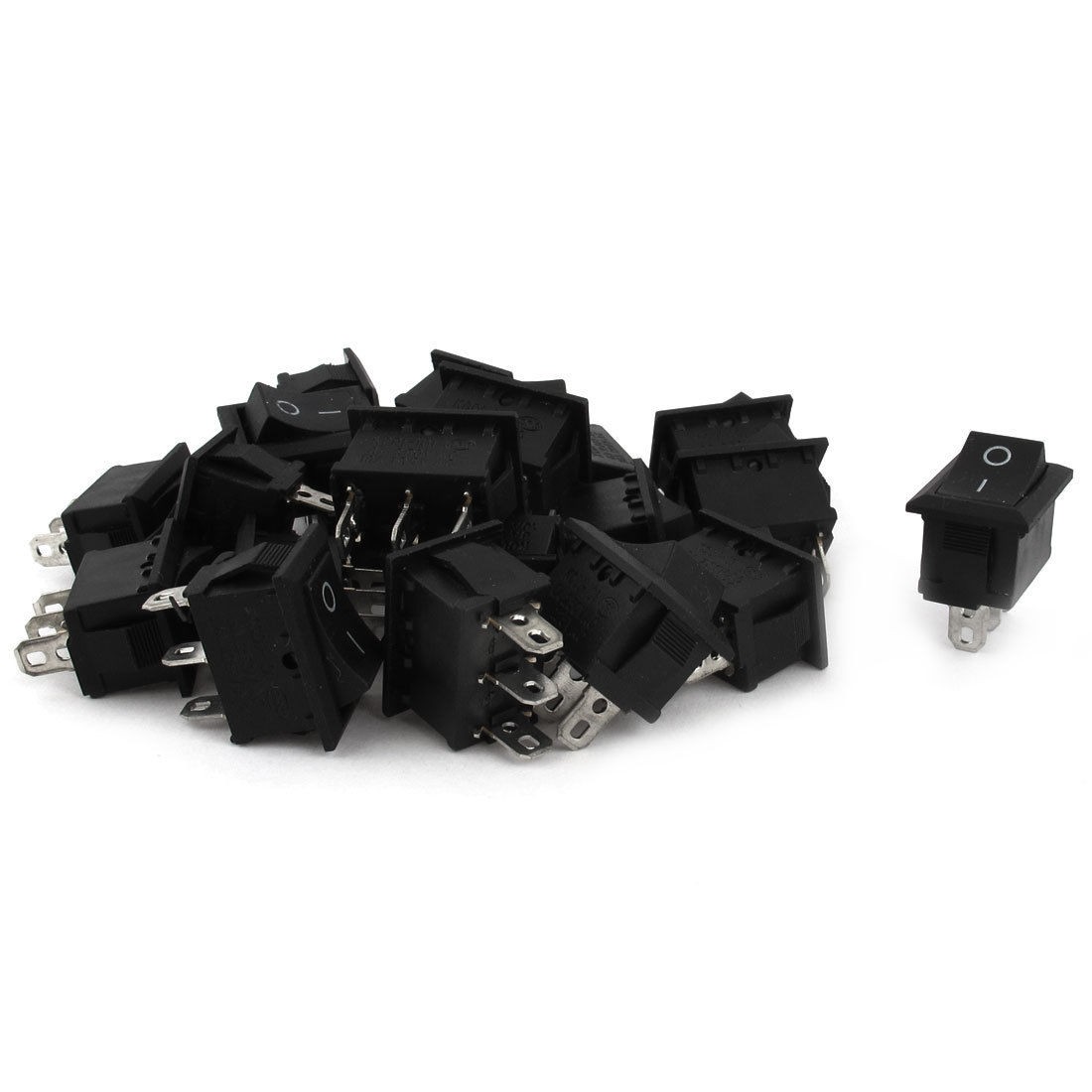 20pcs SPDT 3 Pin Terminal Soldering Boat Rocker Switches AC 250V 6A 125V 10A