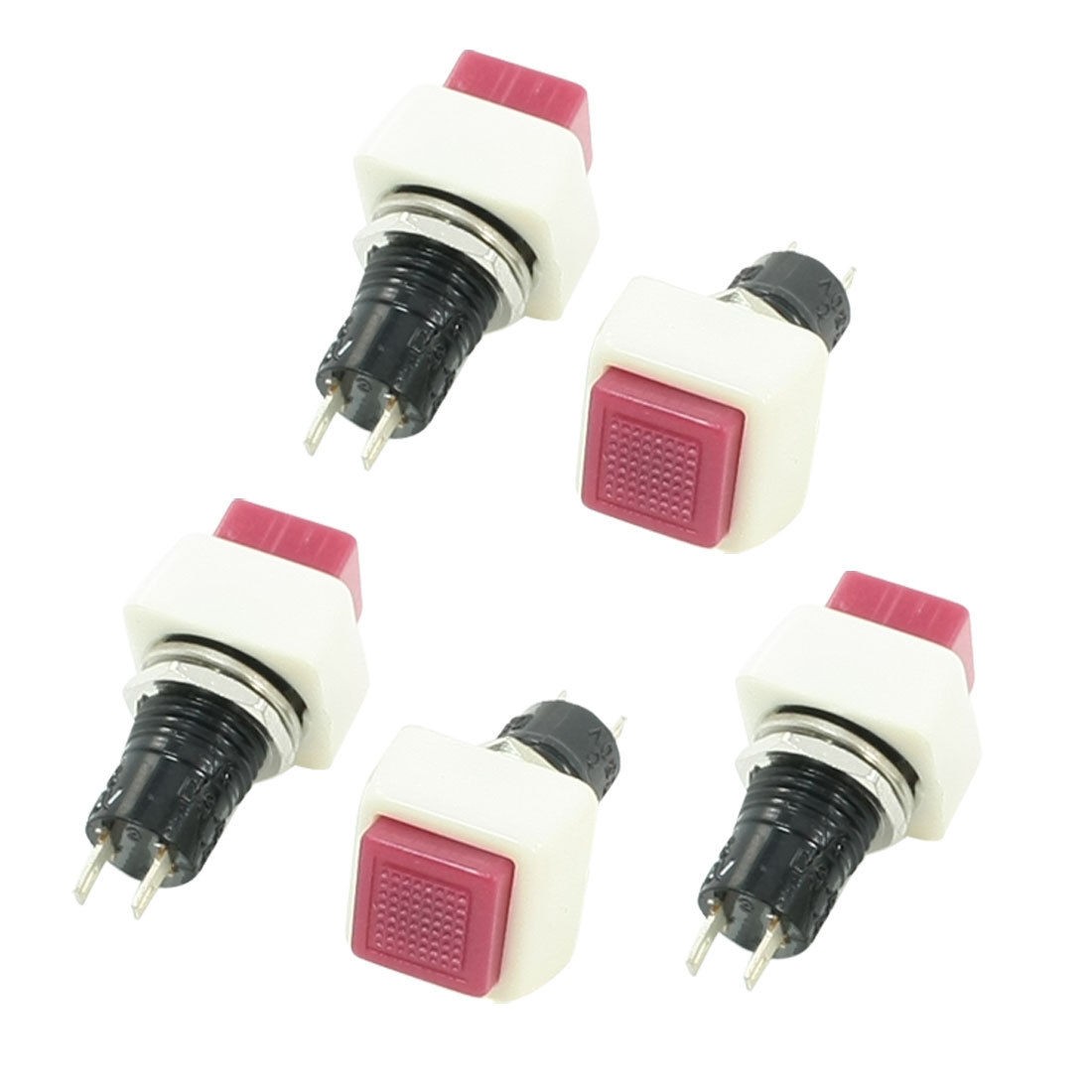 5 Pcs Red Self Lock Dash Off on Push Button Car Switch AC 3A 125V 1A 250V