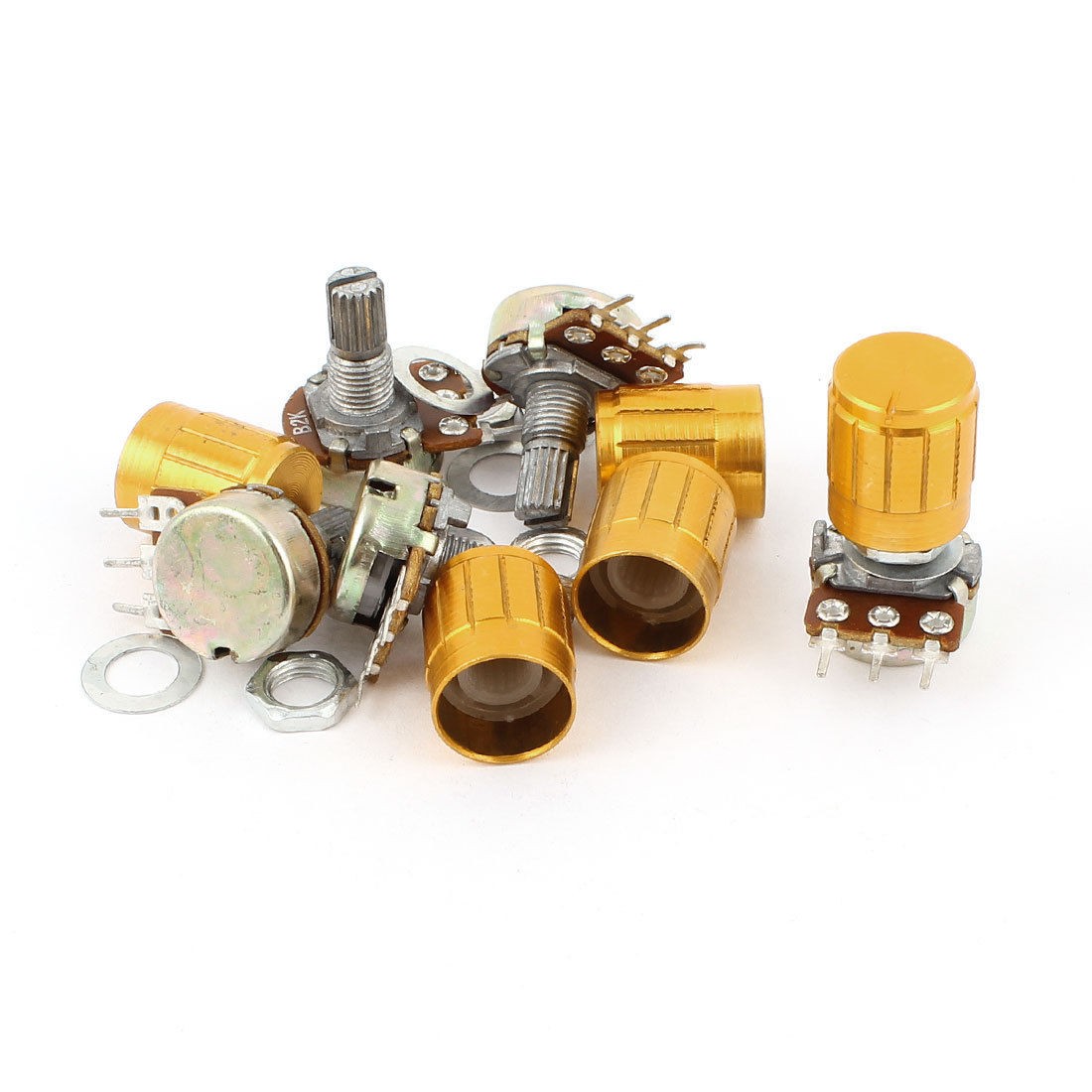 5pcs 2K Ohm Linear Taper Rotary Potentiometer 2KB B2K Pot w Knobs