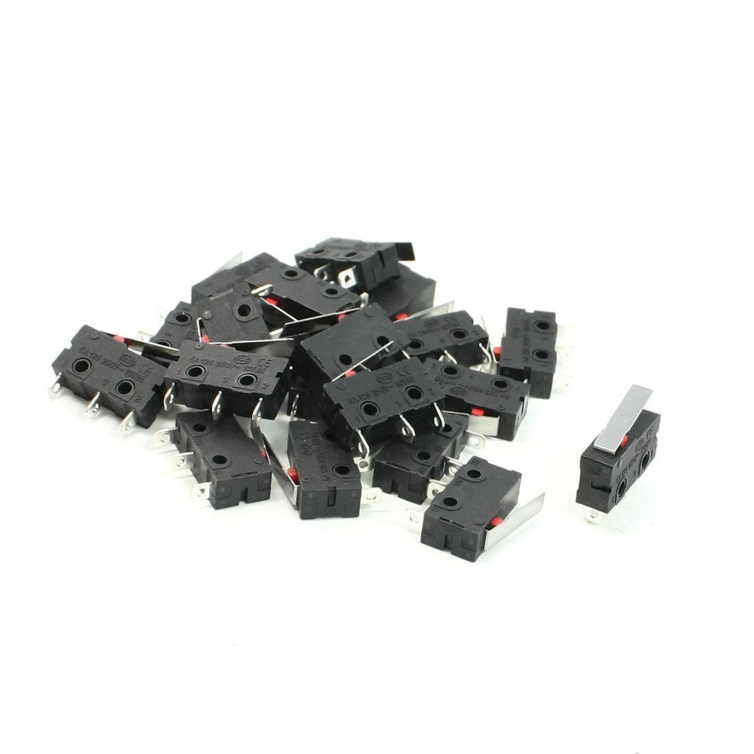 20 Pcs AC 125V 5A SPDT 1NO 1NC Short Straight Hinge Lever Mini Micro Switch