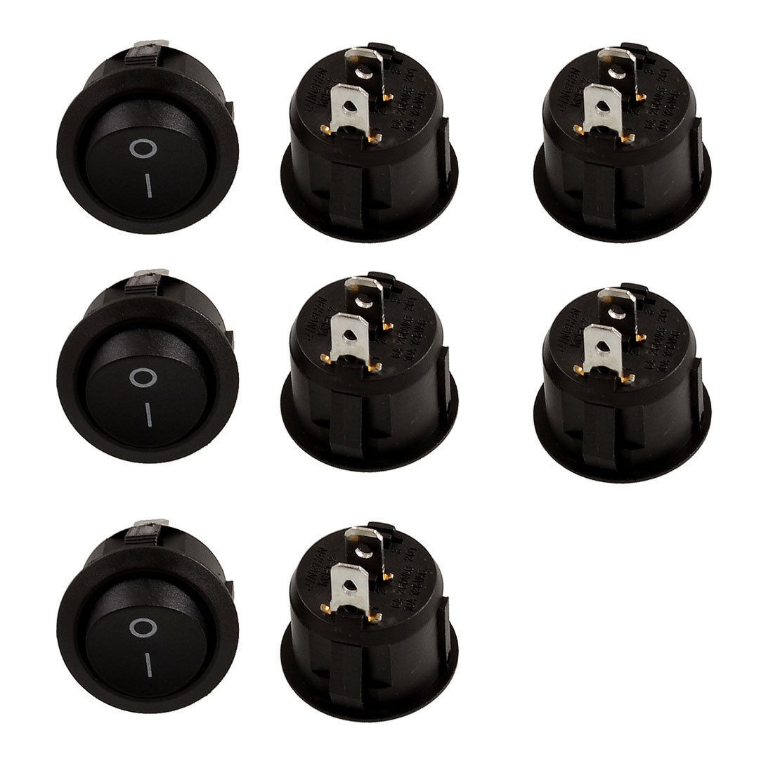 10 Pcs Black Round Button 2 Pin SPST On/Off Rocker Switch AC 125V/10A 250V/6A
