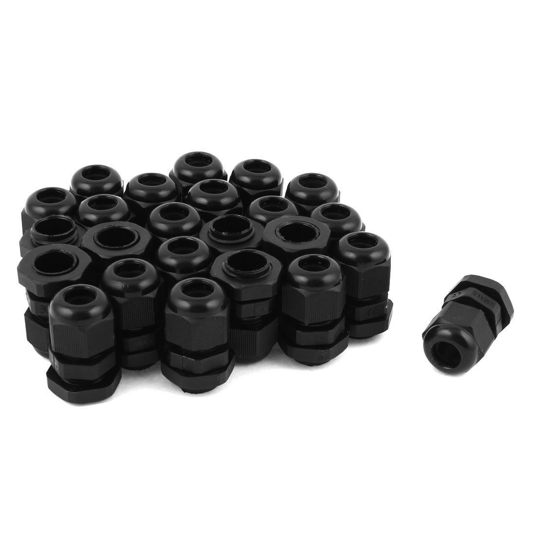 24pcs Black Plastic Waterproof Cable Glands Connectors M16 x 1 5