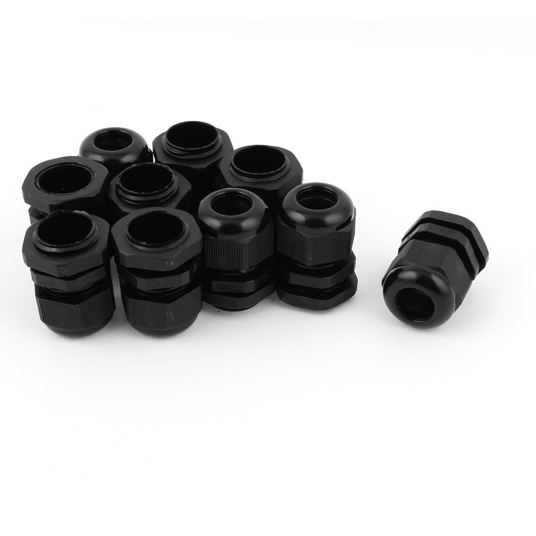 10pcs Black Plastic Waterproof Cable Glands Connectors M20 x 1 5