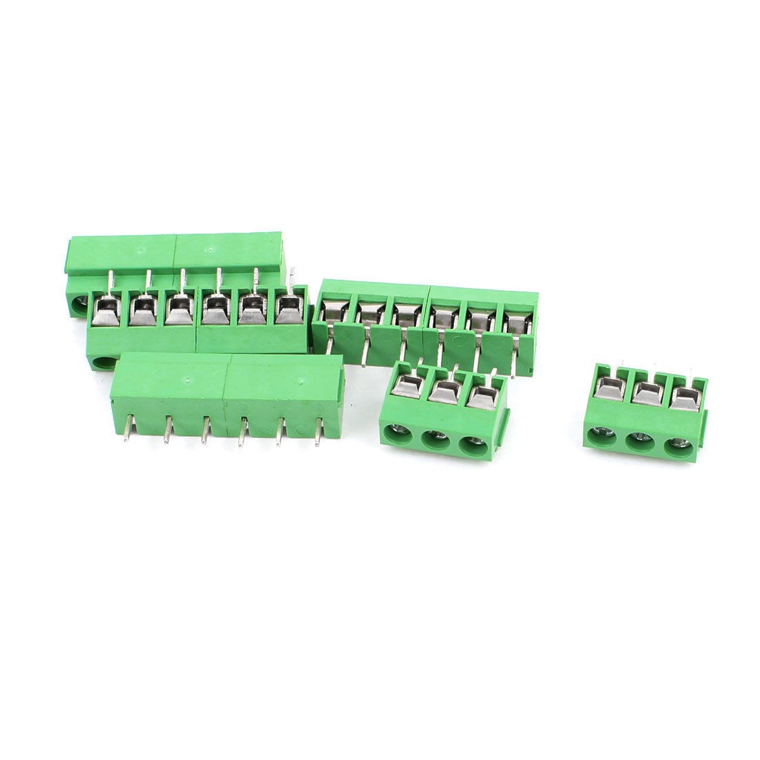 300V 10A 6P 6 Position 5mm Pitch Screw Terminal Barrier Blocks Green 5pcs