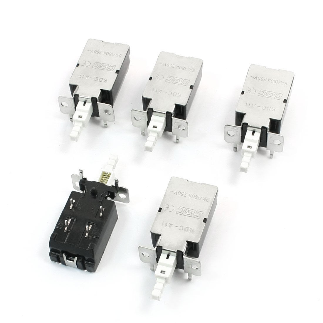 5 Pcs 250V AC 8A DPST Self Locking Push Button Power Switch for TV