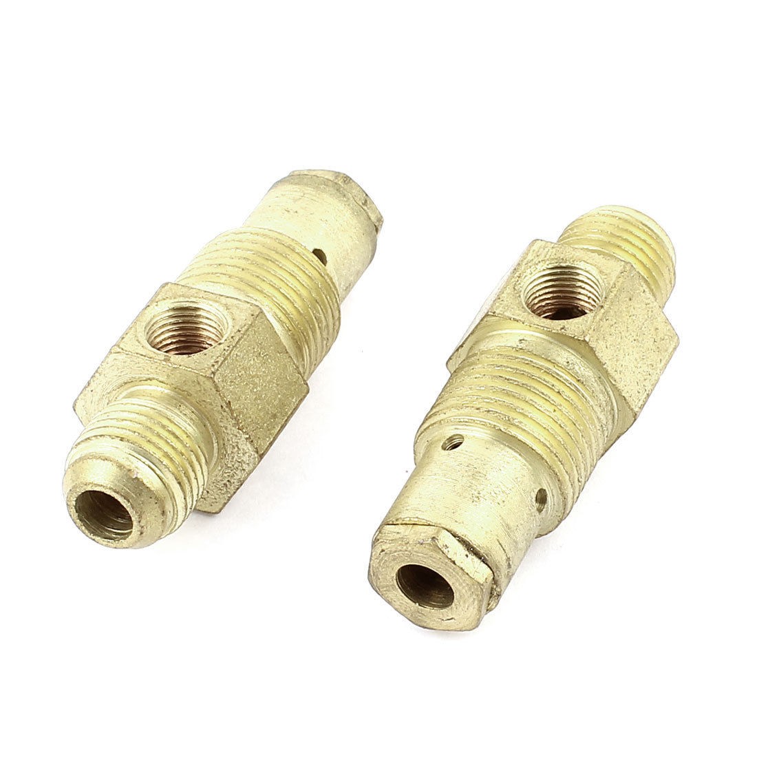 2 Pcs 9mm Female 16mm x 20mm Male Thread Gold Tone Metal Non Return Check Valve