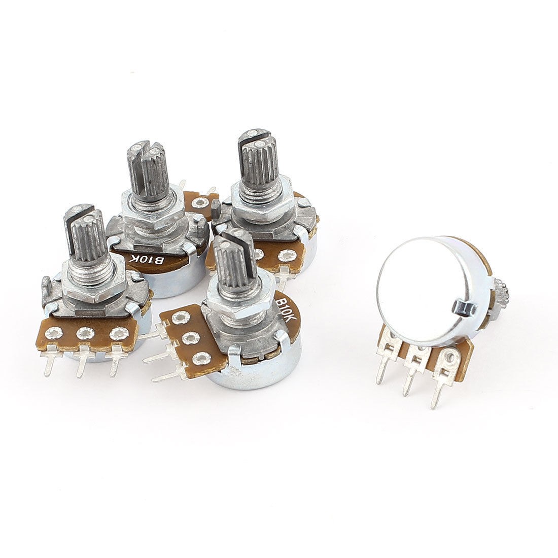 5 Pcs 10K Ohm 3 Pins 6mm Shaft Rotary B Type Linear Taper Potentiometers