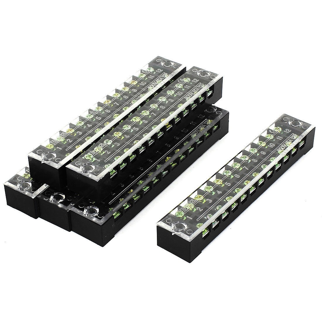 TB 1512 600V 15A 12 Position Covered Screw Terminal Barrier Block Strip 6 Pcs