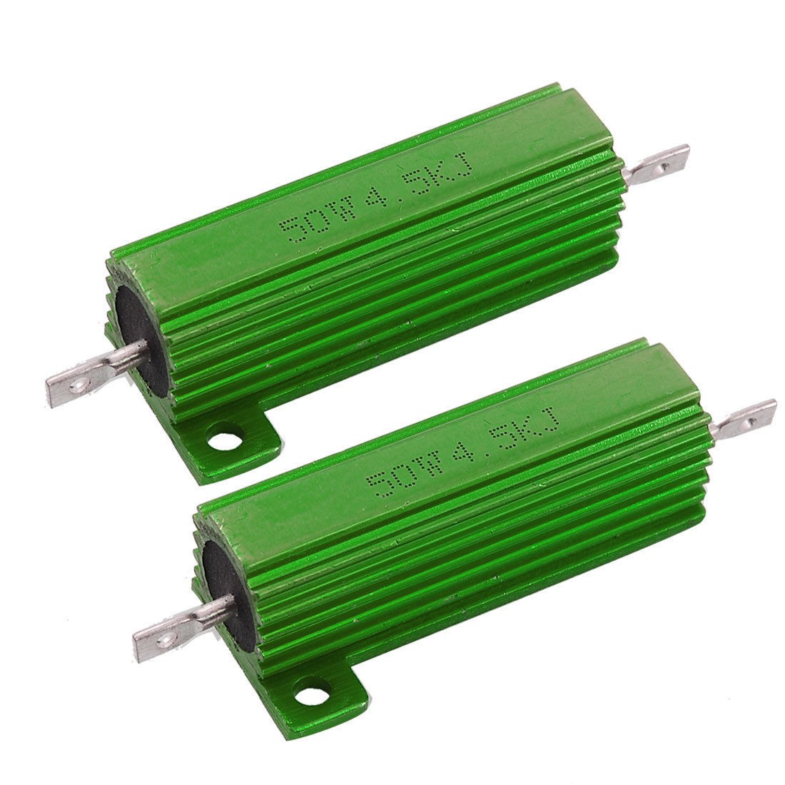 2 x Chassis Mounted 50W 4.5K Ohm 5% Aluminum Case Wirewound Resistors