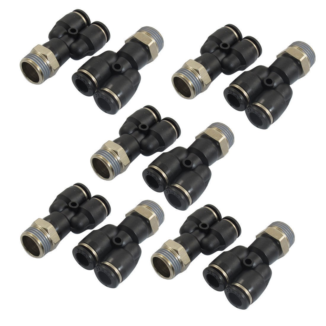 10 Pcs Air Pneumatic 3 8" PT to 8mm Y Shaped Push in Connectors Quick Fittings