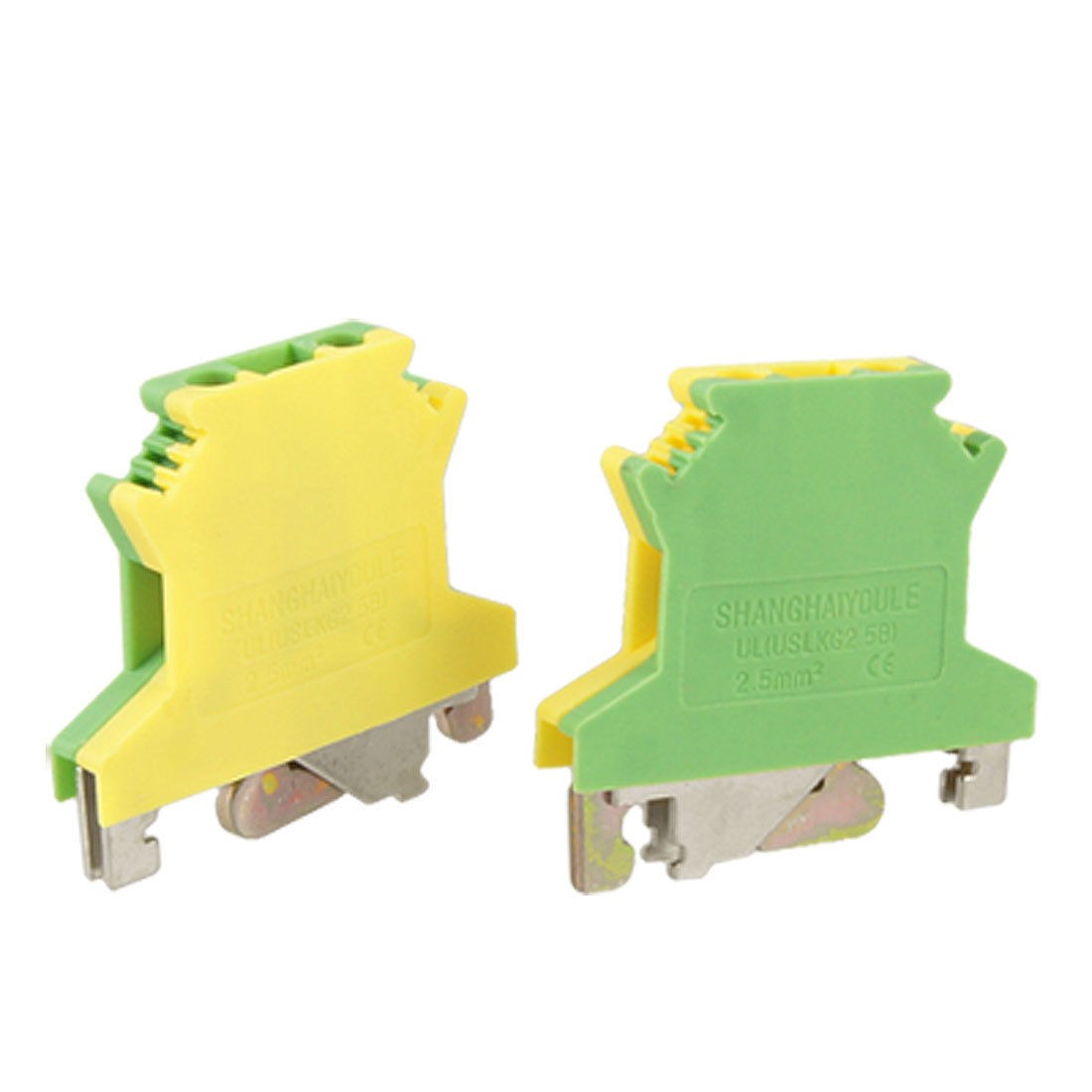 2 Pcs 800V 41A Side Entry Terminal Block Green Yellow