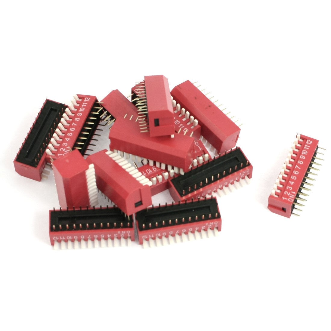 14 Pcs 2.54mm Pitch 12 Positions Slide Type DIP Switches
