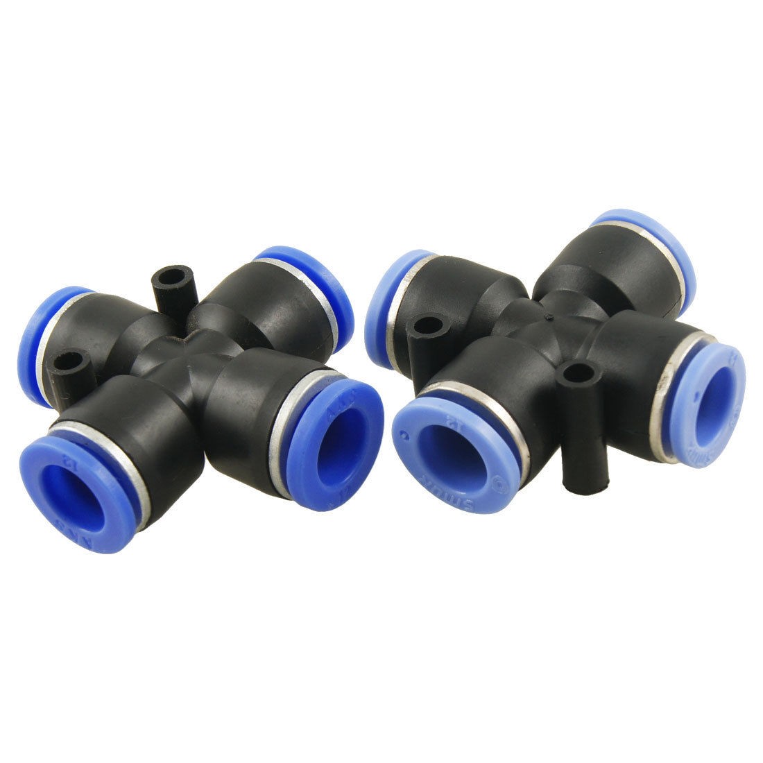 12mm 4 Way Cross Union Pneumatic Tube Push in Quick Fittings Connector 2 Pcs