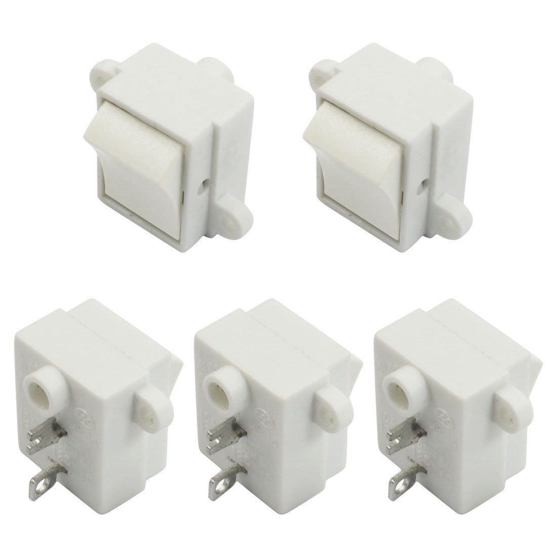 5 Pcs 2 Pin SPST On/Off Gray Button Rocker Switch AC 6A/250V 13A/125V