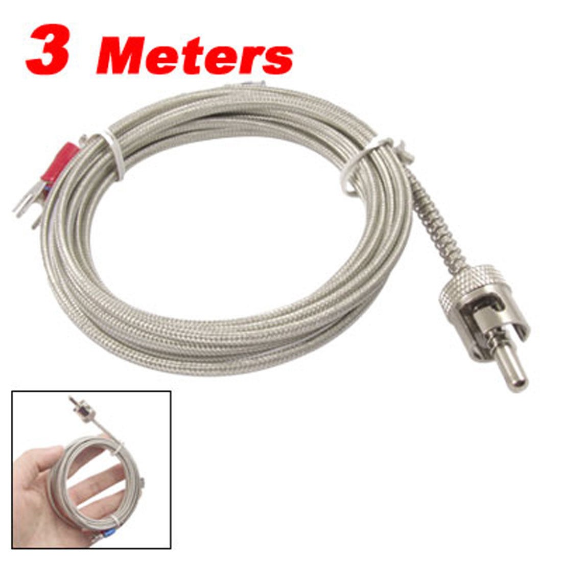 K Type Thermocouple Temperature Sensor Probe 3 Meters 118"