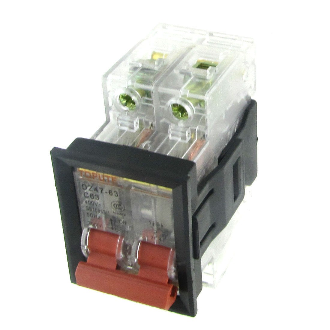 AC 400V 63A 2P Transparent Miniature Circuit Breaker with Mounting Bracket