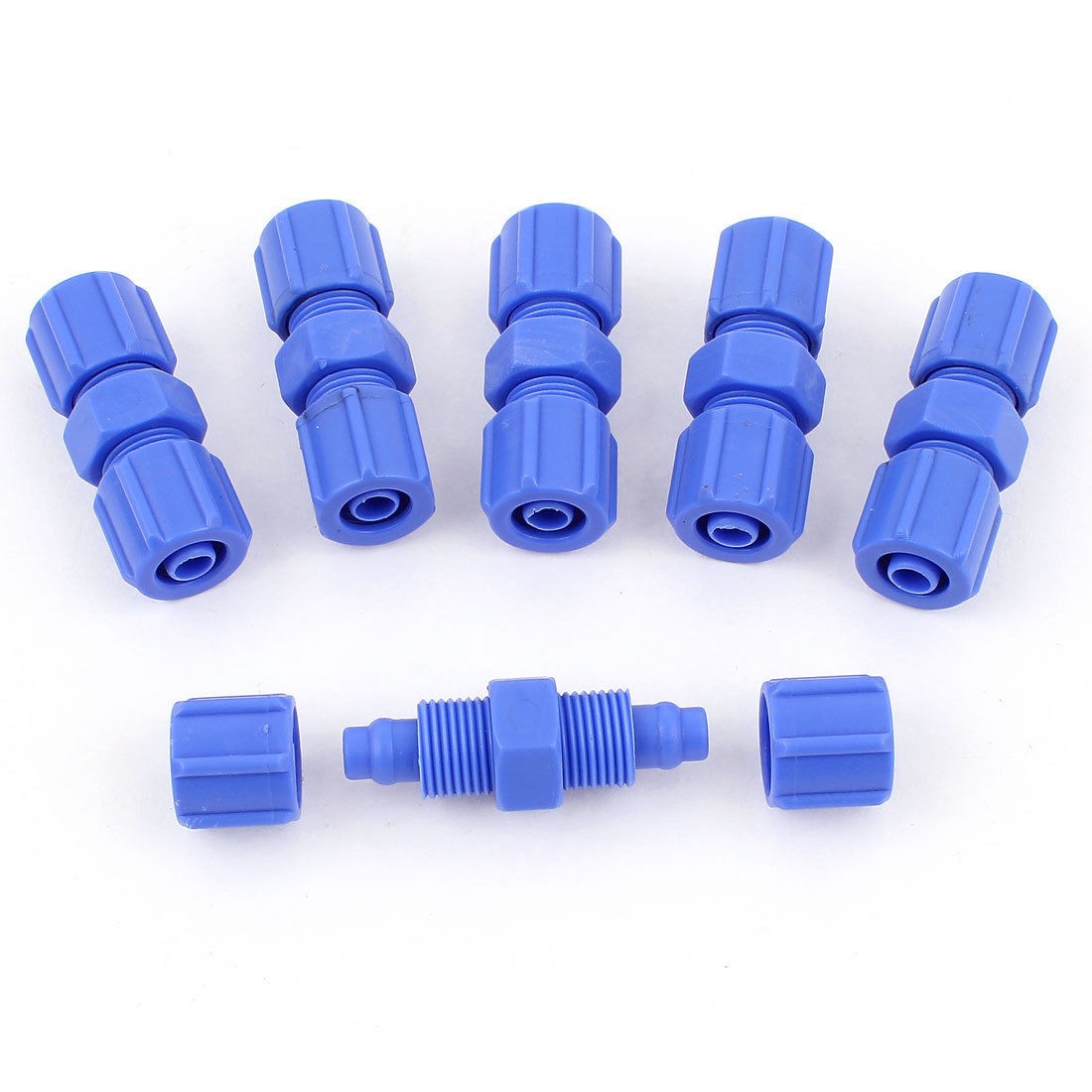 6 x Blue PVC Straight Pipe Connector Pneumatic Air Quick Coupler for 8mm OD Hose