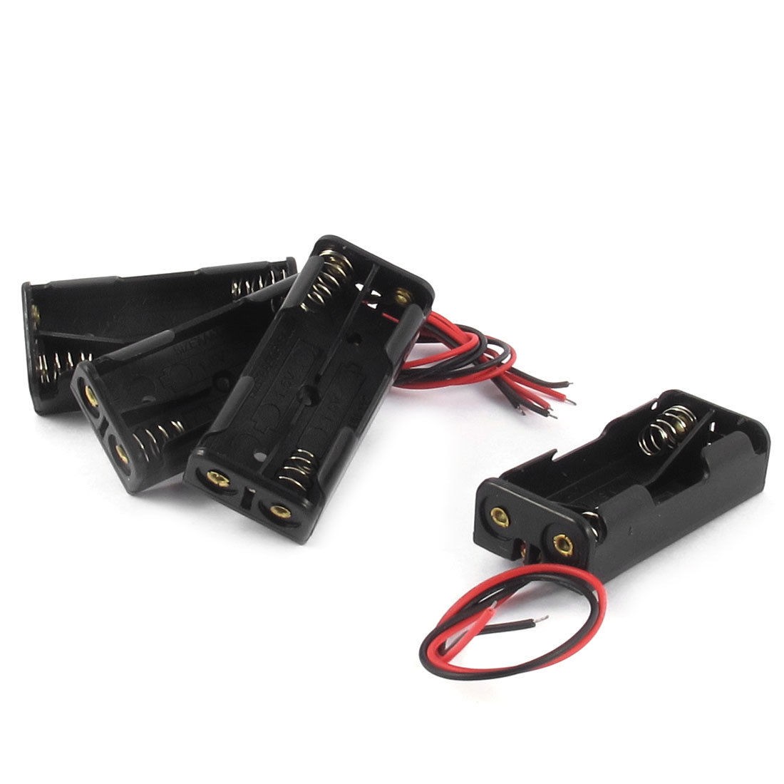 4 Pcs Black 2 x 1 5V AAA Battery Batteries Holder Storage Case w Leads Wire