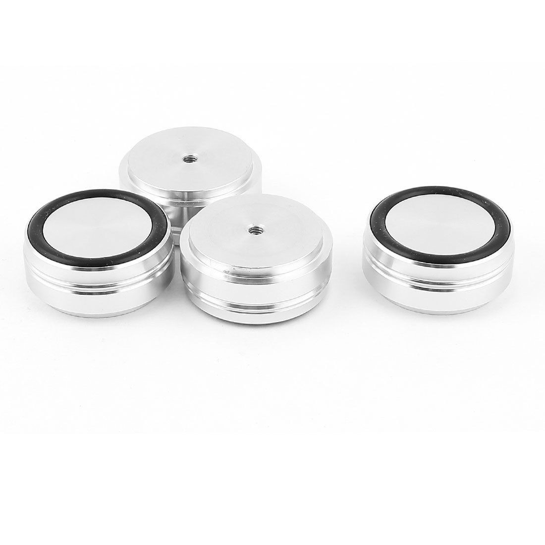 4 Pcs 38x16mm Silver Tone Aluminum CD PC Audio Speaker Amplifier Feet Pads