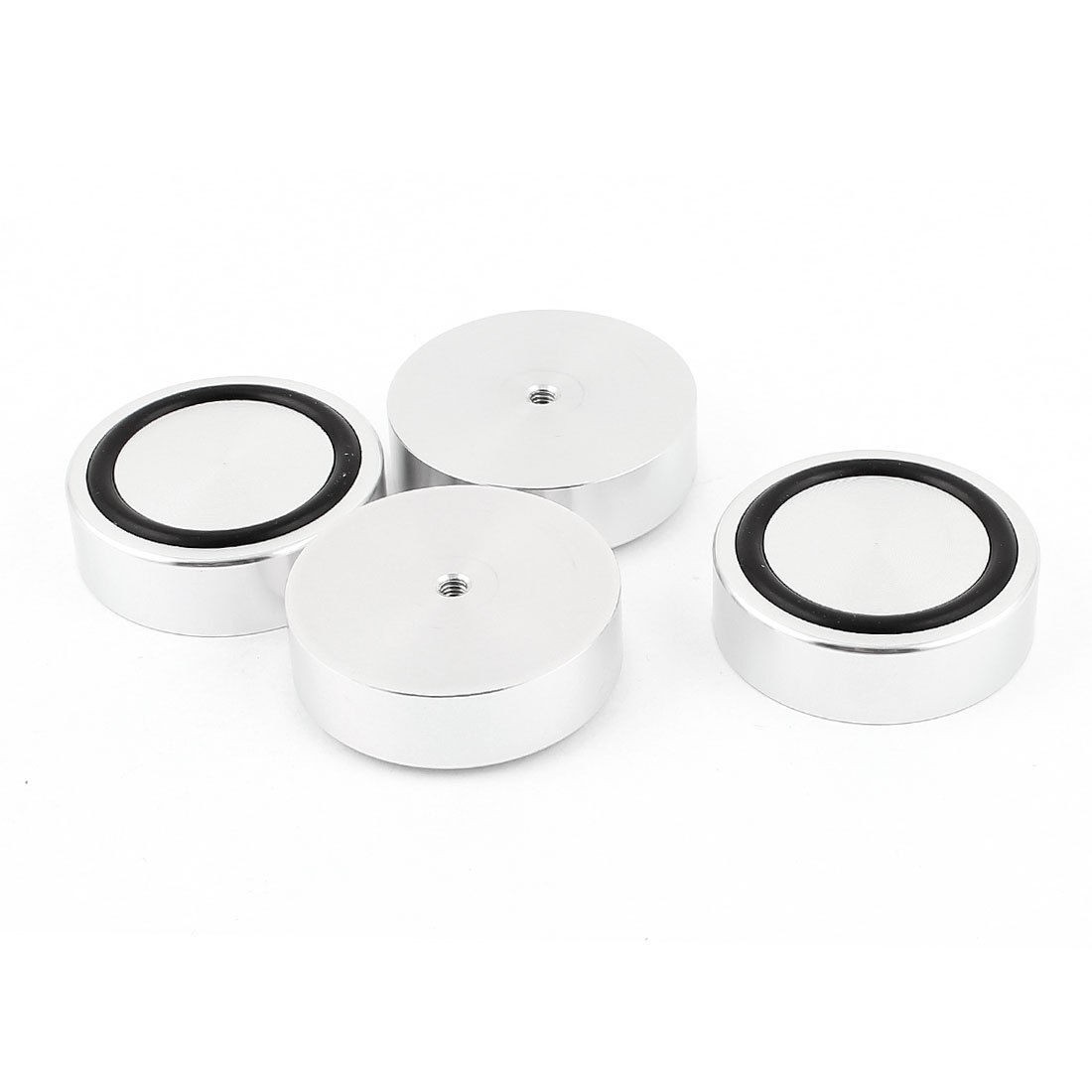 4 Pcs 44x13mm Silver Tone Aluminum Cabinet CD PC Speaker Amplifier Feet Pads