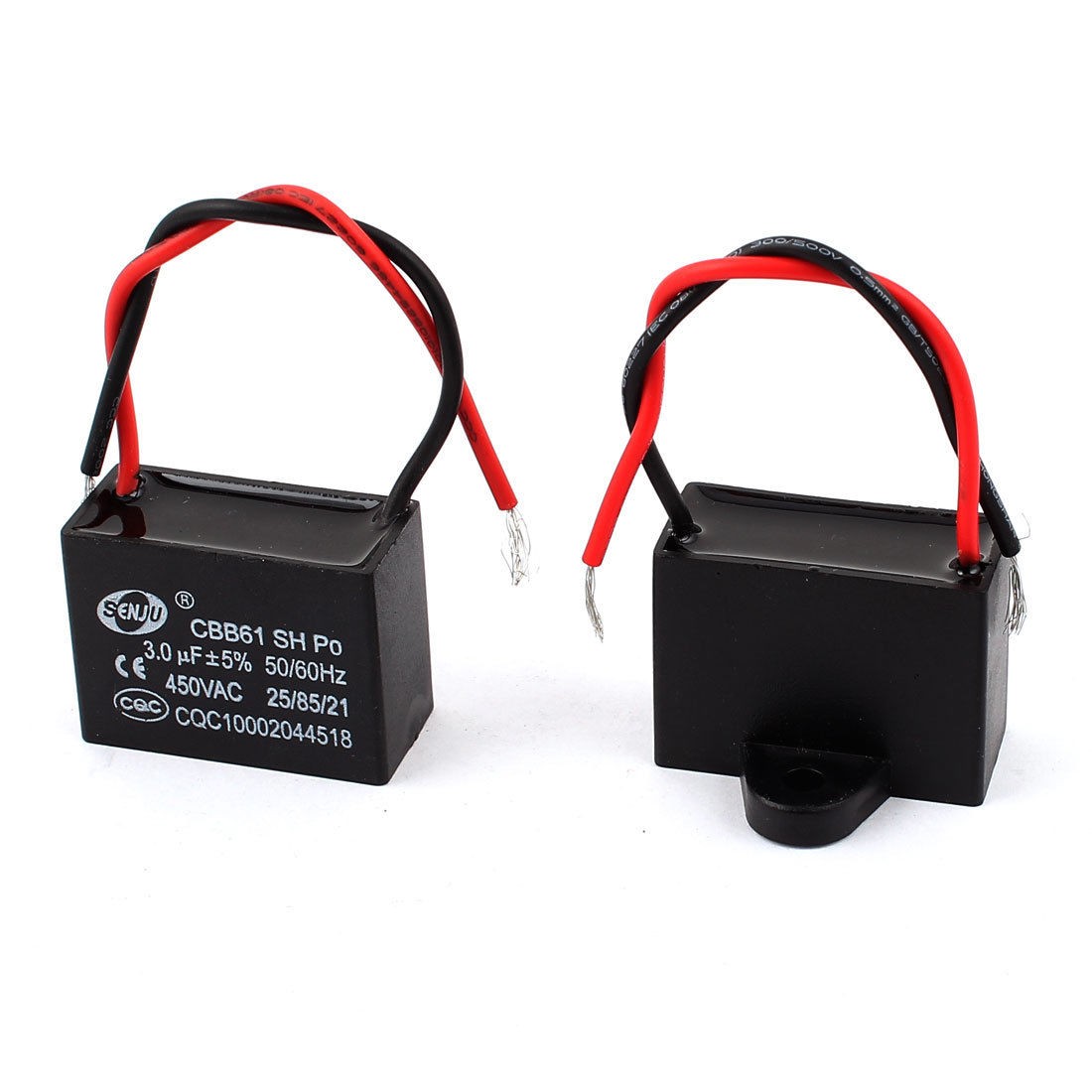 AC 450V 3uF 2 Wire Lead Air Condition Motor Running Capacitor CBB61 2pcs