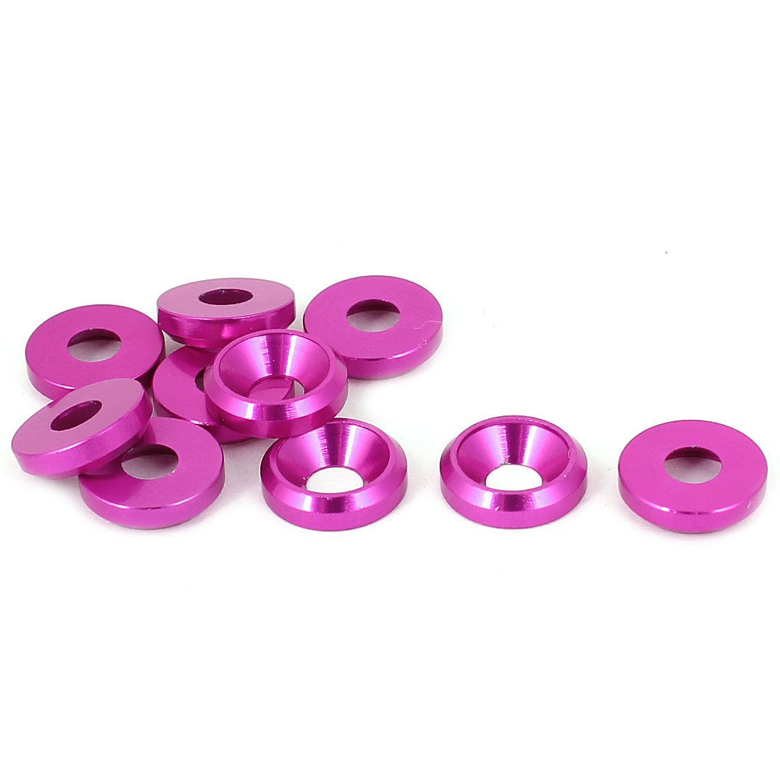 10pcs 2mm x 8mm x 3mm Aluminium Alloy Washers Spacers Rings Fuchsia