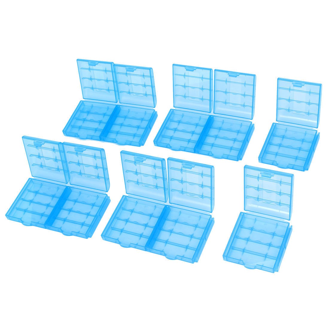10pcs Blue Plastic Battery Storage Box Holder Case for 4 x AA AAA Batteries