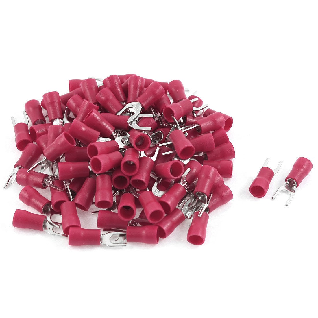 95pcs 12 10 AWG Stud Red Insulated Fork Spade Terminals Electrical Connector