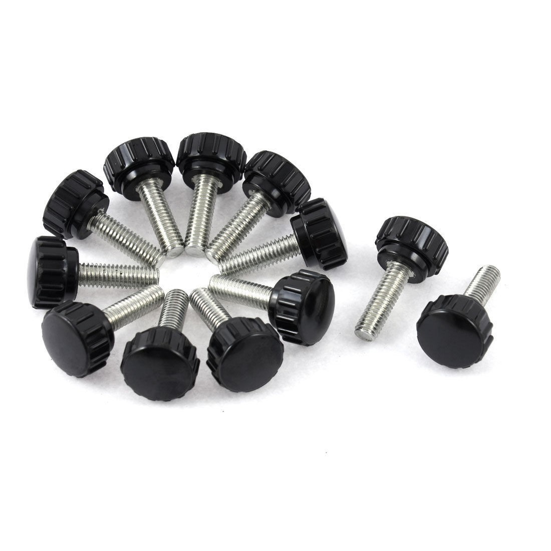 12 Pcs 18mm Head Diameter M6 6x20mm Male Threaded Knurled Grip Knobs