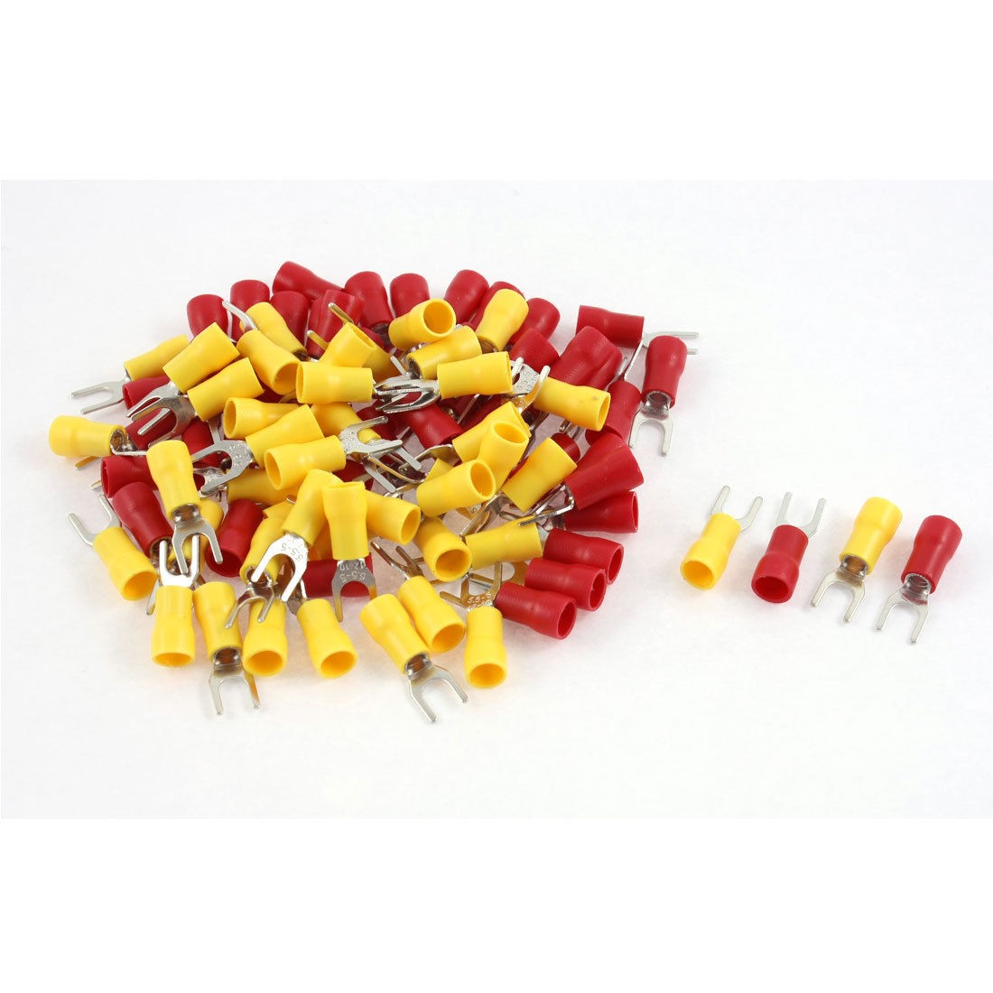90pcs 12 10 AWG Stud Insulated Fork Spade Terminals Electrical Connector