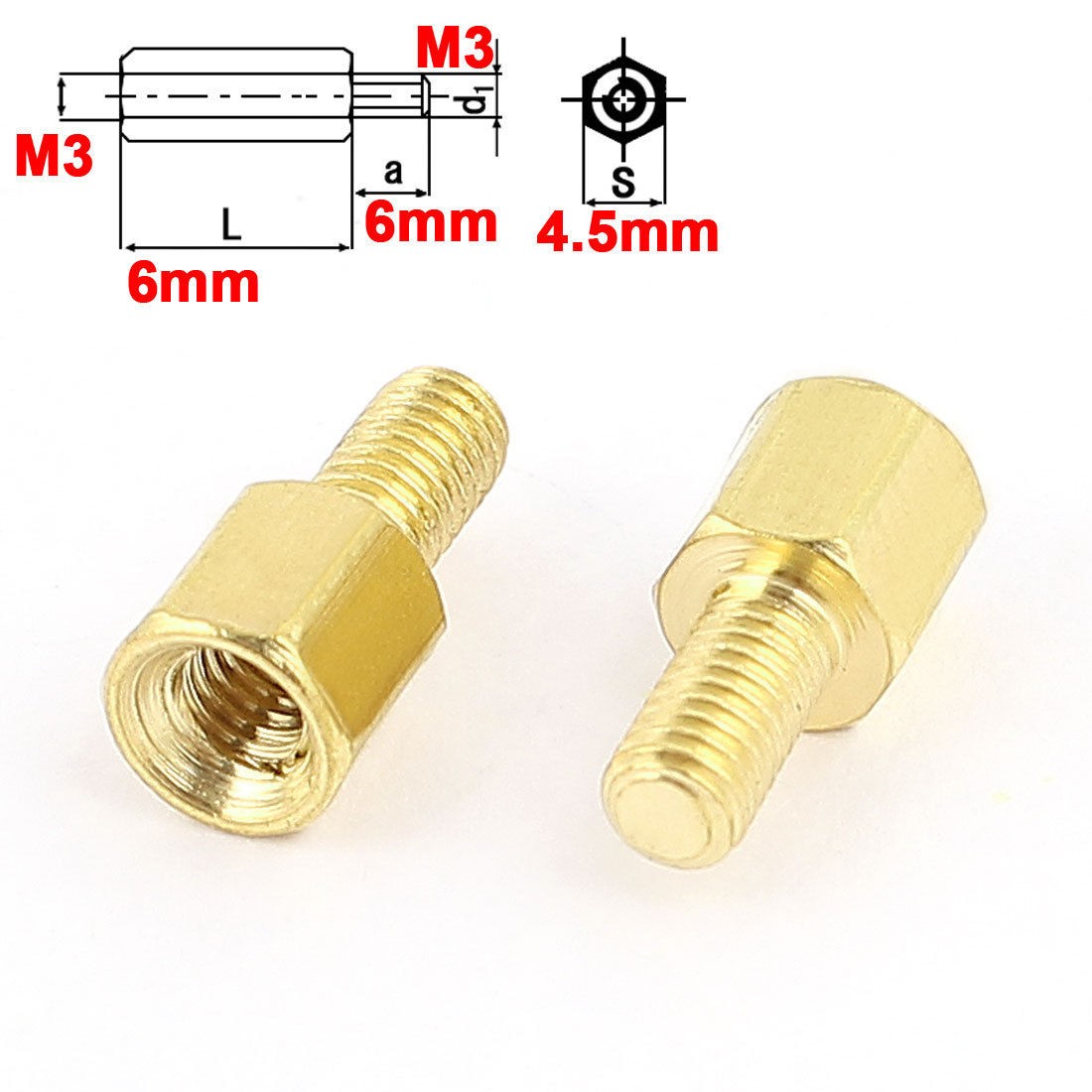 100Pcs M3 Male x Female 5+6mm Brass Hex Standoff Spacer Pillar for PCB Board