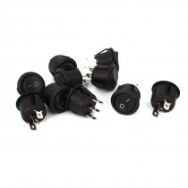 10 Pcs x AC 6A/250V 10A/125V 3 Pin SPDT ON-ON Snap In Round Boat Rocker Switch