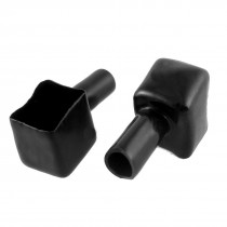 Black Soft Plastic Angle Type Battery Terminals Boots Covers 4 Pcs