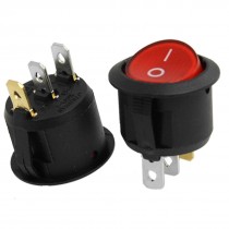 5 x Red Light Illuminated 3 Pin ON-OFF SPST Round Rocker Switch 6A/250V 10A/125V
