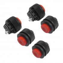 5 x Momentary SPST NO Red Round Cap Push Button Switch AC 250V/1.5A 125V/3A