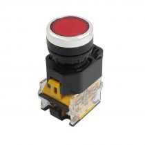 AC 380V 10A 22mm Threaded 1NO 1NC DPST Red Momentary Push Button Switch