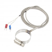 0-400 Celsius 2M Temperature Sensor K Type Thermocouple + 1.5" Clamp Hoop