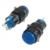 2 x 5P Momentary 1NO 1NC Blue Neon Light Round Push Button Switch 12V