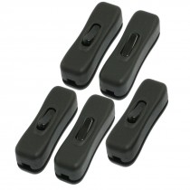 5 Pcs Bedroom Black ON/OFF In Line Cord Switches AC 250V/125V 2A