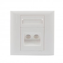 ST Fiber Optic Patch Cord Adapter 2 Sockets Plastic Wall Plate Panel