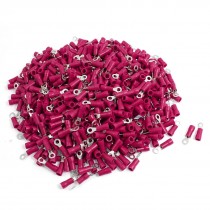 1000 Pcs RV1.25-3.2 AWG 22-16 Red Sleeve Pre Insulated Ring Terminals Connector