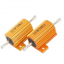 Gold Tone 25W 20K Ohm 5% Aluminum Case Resistors 2 Pcs