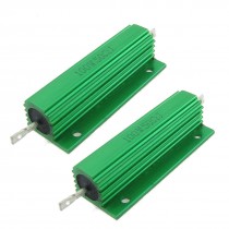 2 Pcs Green Aluminum Housed Wirewound Resistors 100W 50 Ohm 5%