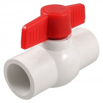Water Supply 1.3" x 1.3" Slip Ends 1" Turn PVC Ball Valve White Red