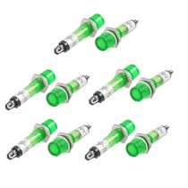 10 Pcs 2 Pins Terminals Green Light Signal Indicator Lamp DC 12V Hmpdk
