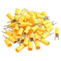 50 Pcs SV5.5-4S AWG 12-10 Yellow Pre Insulated Fork Terminals Connector