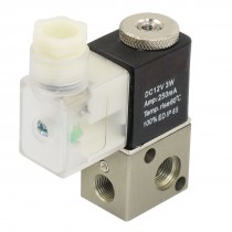 DC 12V 3W 250mA 2 Position 3 Way Electromagnetic Solenoid Valve G1 8"