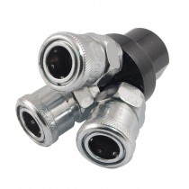 1/2" Thread 3 Way Quick Connector Coupling Air Hose Coupler Joint